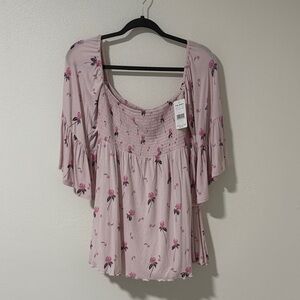 Free People Pink Floral Blouse